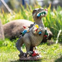 Estatua De Jardín Dinosaurio Comiendo Gnome Figuras De Resina Divertidas Para Decoración De Patio Jardín Y Césped Escultura De Animal - details 1