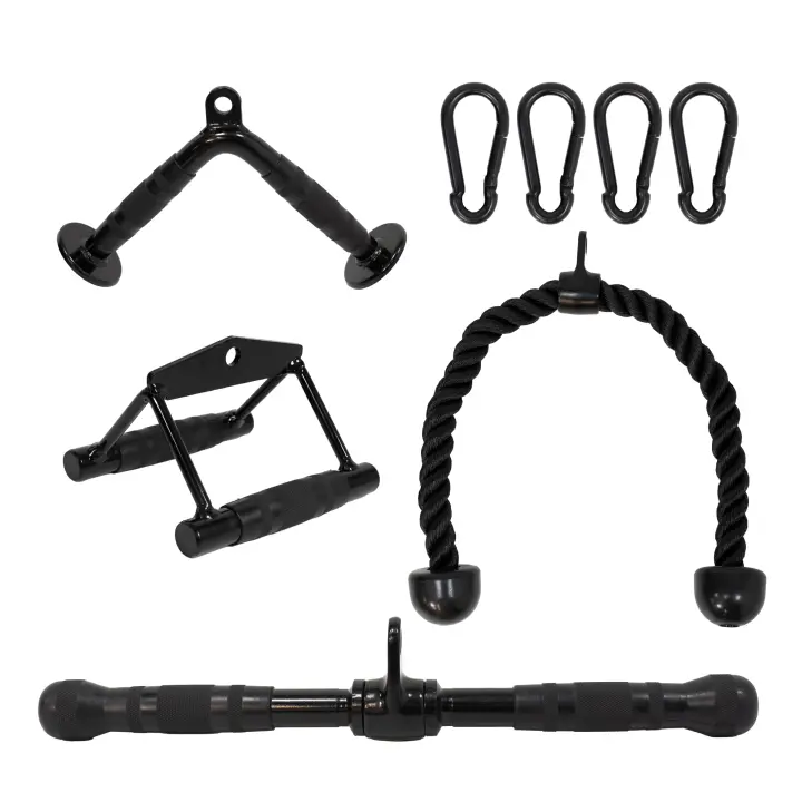 ALLINLIFE 8PCS Accesorios para Barra Lateral, tríceps, Tirador de Cable, Accesorios para máquina de Pesas, Accesorios para máquina de Cable para el Gimnasio en casa - 1