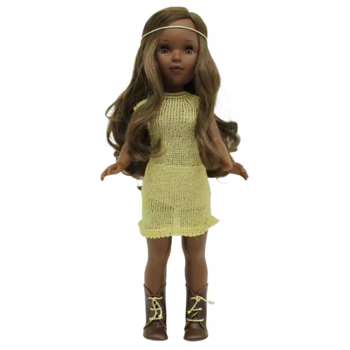 Folk Artesanía Muñeca Pepa Mulata Vidal Rojas Dolls Original 41 Cm Vinilo Colección Vestido Oro - 1