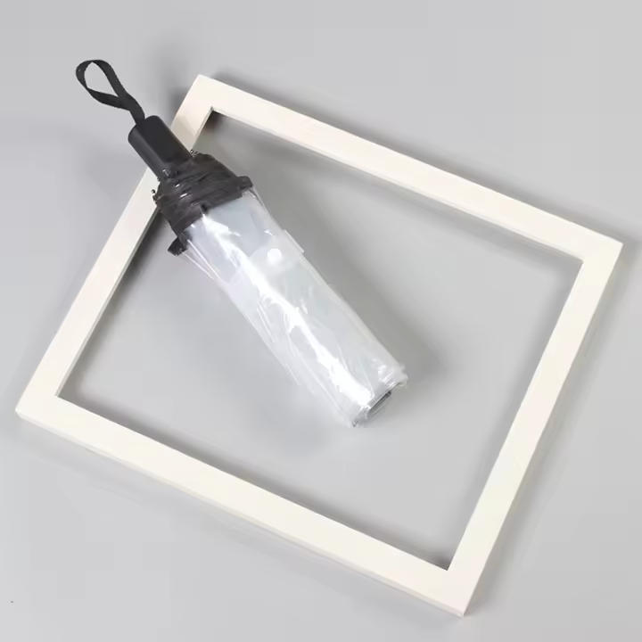 Paraguas plegable a prueba de viento para hombres y mujeres, apertura y cierre automático, compacto y resistente, paraguas plegable transparente, paraguas transparente de tres pliegues totalmente automático - 1