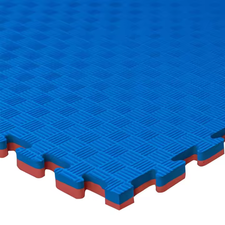 JOWY Tatami Puzzle 1x1m 2cm · Goma EVA Reversible Azul/Rojo o Negro/Gris · Modelo 5 líneas · Esterilla Artes Marciales, Fitness y Suelo Tatami Japonés - 1