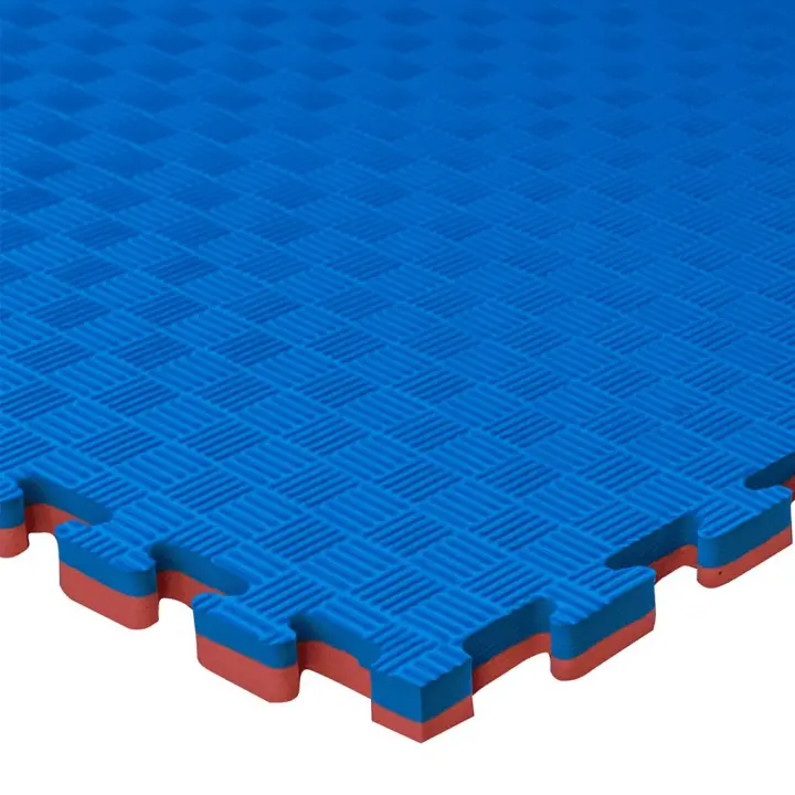 JOWY Tatami Puzzle 1x1m 2cm · Goma EVA Reversible Azul/Rojo o Negro/Gris · Modelo 5 líneas · Esterilla Artes Marciales, Fitness y Suelo Tatami Japonés - 1