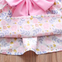 Conjunto De 2 Vestidos Y Sombreros Para Niñas Verano Estampado Floral Con Lazo Sleeves Volantes Con Suspensión Vestido De Polyester Para Bebés De 1-2 Años - details 12