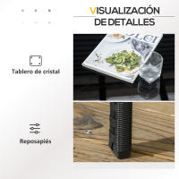 Outsunny Conjunto de Jardín de Ratán Sintético Juego de 4 Piezas Muebles de Jardín con 2 Sillones 1 Sofá Doble 1 Mesa de Centro con Tablero de Vidrio y Cojines Negro y Crema - details 5