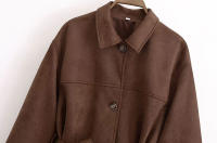 Chaqueta De Mujer TRZA De Seda Falsa Con Manga Larga Cierre Frontal Estilo Casual Outerwear Chic Tops Moda Otoño/Invierno - details 4