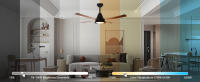Aigostar ventilador de techo silencioso con luz 4 aspas de imitación de madera motor reversible uso en invierno y verano temporizador 6 velocidades ajuste de brillo y color ahorro de energía Negro - details 6