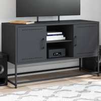 vidaXL Mueble para TV de acero 100,5x39x60,5 cm en color Negro/Amarillo/Blanco y más | almacenamiento funcional diseño moderno para baño dormitorio sala - details 4