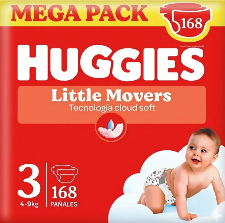Huggies Little Movers - Ultra Comfort Pañales para Bebé, Tallas 3,4,5 y 6. Cintura Flexible, Elástica y Suave, Efecto Anti-Humedad, Mantiene al Bebé Seco hasta 12 horas, Comodidad para la piel 24/7, Diseños Disney. - 1