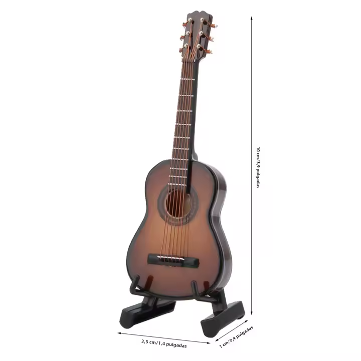 Guitarra De Madera Miniatura Con Soporte Decoración Moderna Simplicidad Para Escritorio Del Hogar Opciones De Tamaño 10cm Y 14cm - 1
