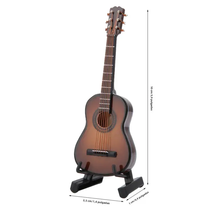 Guitarra De Madera Miniatura Con Soporte Decoración Moderna Simplicidad Para Escritorio Del Hogar Opciones De Tamaño 10cm Y 14cm - 1