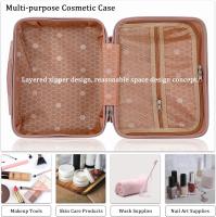 Estuche de viaje para maquillaje, Bolsa organizadora de cosméticos carcasa rígida con banda elástica, color Dorado y Rosa - details 3