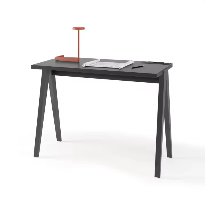 Escritorio de Herdasa modelo 629 de la colección COMPÁS, en melamina grafito y patas lacadas - 1