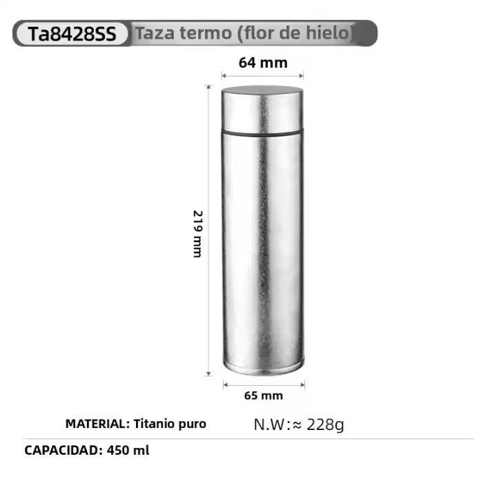 Tiartisan Termo De Deporte De Titanio 450ml Impermeable Y a Prueba De Fugas Para Camping Y Exteriores Con Aislamiento Por Vaciado - 1