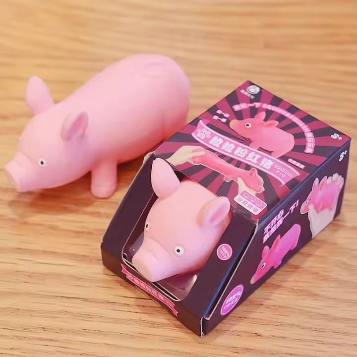 Juguete Antiestrés Divertido De Cerdo Rosa De Goma Modelo Animal Simulación Juguete De Rebound Lento Personalidad Wacky Regalos Para Niños Y Adultos - 1