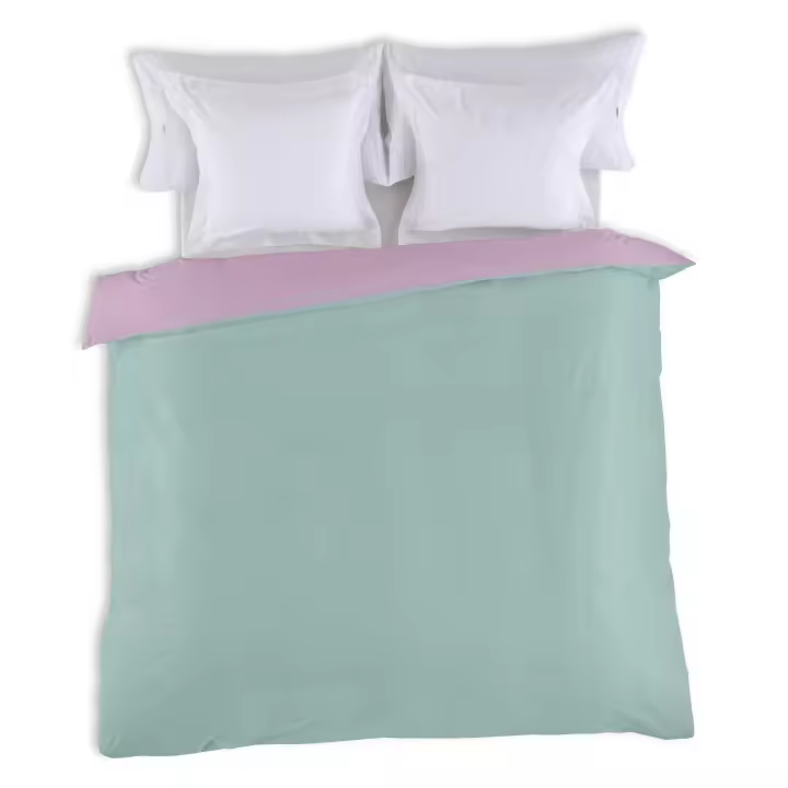 FUNDA NORDICA reversible bicolor aqua-malva - Cama de 90 (1 pieza) - 100% algodón - 144 hilos. Gramage: 115 - Fijalo - 1