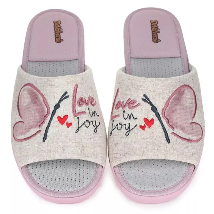 Devalverde zapatilla de hogar con puntera abierta para mujer 1572 color rosa - 1