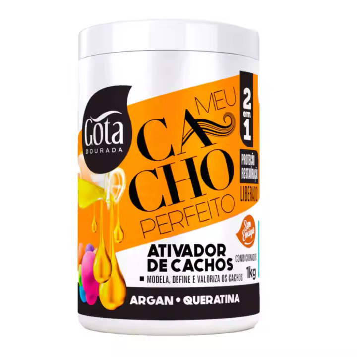 Gota Dourada – Activador de Rizos con Aceite de Argán y Queratina para Cabello Rizado 1kg - 1