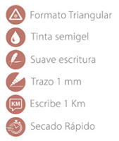 Office Box Bolígrafos TK Colors - Bolígrafos de Tinta Semigel con Punta Metálica y Cuerpo Triangular en Acabado Soft Touch - details 4