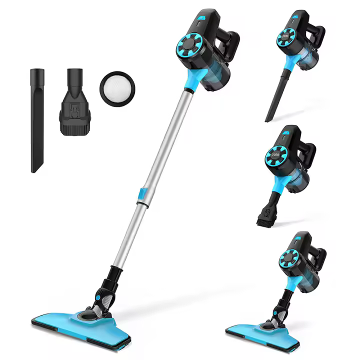 Aspiradoras Escoba sin cable Potente 25kpa Aspiradora Inalámbrica  de Mano Vertical Coche, Varita flexible de 180 °, palo ligero 6 en 1,45 mins con envaso de polvo grande de 1.2L cepillo de piso para Pelo de Mascotas, Alfombra y Suelos Duros - 1