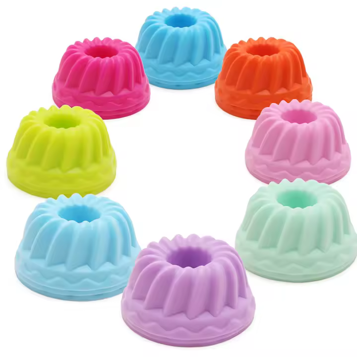 Molde De Pastel De Silicona De Grado Alimenticio 12pcs/set Copas De Muffin Redondas Multicolor Para Hornear Tamaño Random - 1