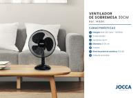 Ventilador Jocca de sobremesa de 12', con sistema de oscilación, cabezal reclinable, 3 velocidades, 30 cm de diámetro, 40W de potencia y disponible en blanco junto a dos colores azules y un elegante color negro - details 2