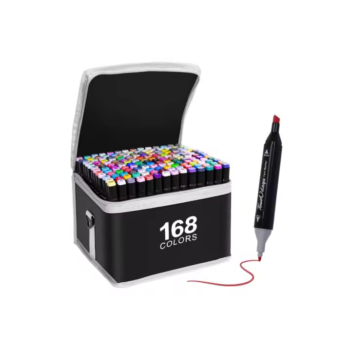 Set de 168 Rotuladores de Doble Punta para Dibujo, Ilustración y Diseño con Estuche Portátil - 1