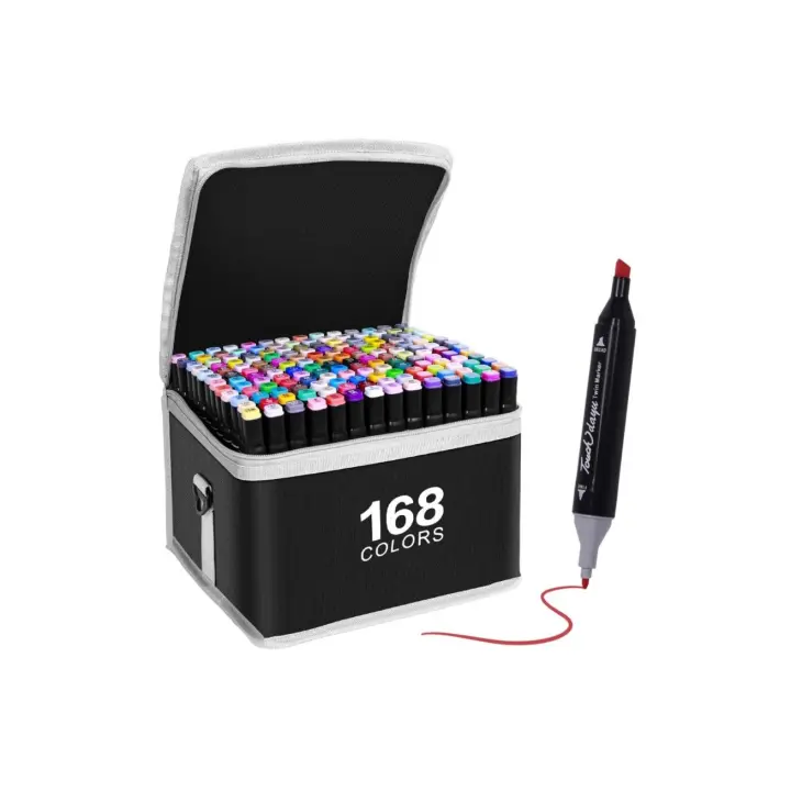 Set de 168 Rotuladores de Doble Punta para Dibujo, Ilustración y Diseño con Estuche Portátil - 1