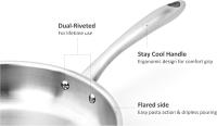 Sartén de acero inoxidable para freír carne, regalo para el hogar, cocina de inducción, estufa de gas, sartén universal de acero inoxidable sin revestimiento, sartén de acero inoxidable, cepillada, sartén para cocinar por inducción, fácil de limpiar - details 6