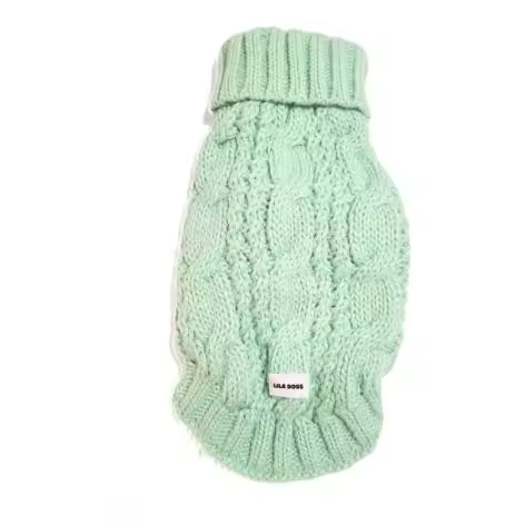 Jersey de lana para perro. Lana. Elástico, con cuello alto y con mangas. Color Verde Menta. Marca Lila Dogs - 1