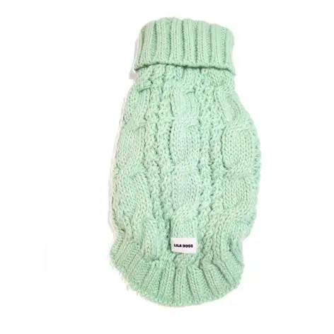 Jersey de lana para perro. Lana. Elástico, con cuello alto y con mangas. Color Verde Menta. Marca Lila Dogs - 1