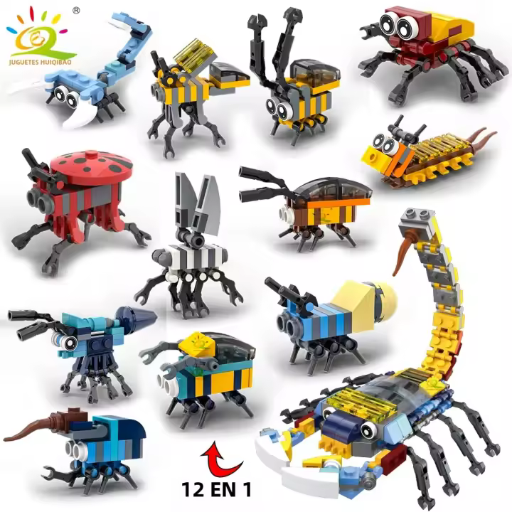 HUIQIBAO Bloques De Construcción 12 En 1 Modelo De Insecto Moc Fly Bee Ciudad Juguete De Puzzle Para Niños Edad Recomendada 14+ - 1