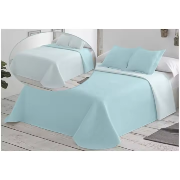COLCHA LISA REVERSIBLE DN MODA HOGAR AQUAMARINA - 1