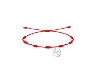 Cotigo Pulsera roja de 7 nudos hecho a mano con colgante de letras Iniciales de acero plateado , pulsera de nombre - details 17