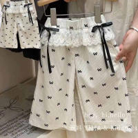 Nuevos Pantalones Para Niñas Con Lazo Estampado Primavera Otoño Cotas De Pierna Ancha Moda Cintura Elástica Talla Regular 2-8 Años - details 6