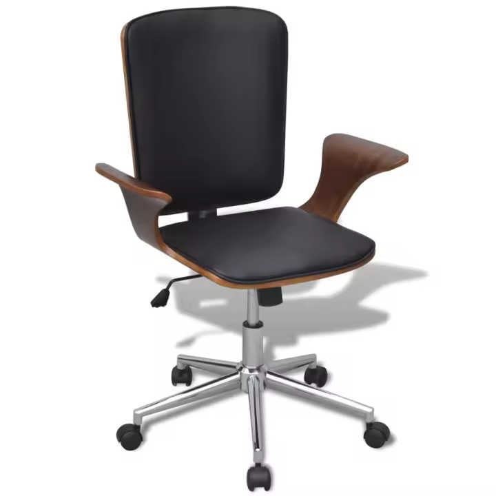 Silla de Oficina giratoria Madera curvada y cuero artificial - 1