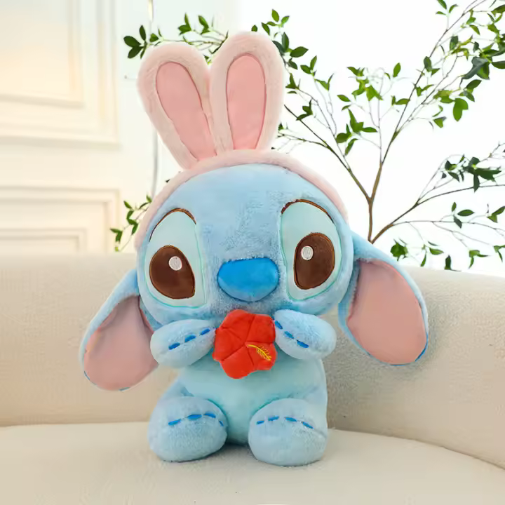 Muñeco De Peluche Disney Stitch 40cm Conejo De Dibujos Animados Para Niñas Muñeco De Angel Con Orejas De Rabbit Regalo De Decoración - 1