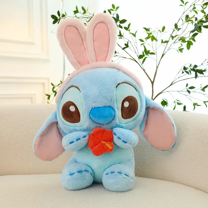 Muñeco De Peluche Disney Stitch 40cm Conejo De Dibujos Animados Para Niñas Muñeco De Angel Con Orejas De Rabbit Regalo De Decoración - 1