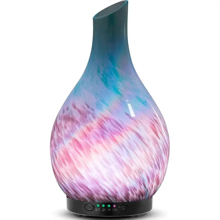 Difusor ultrasónico de Aromatherapy De Vidrio 3D, Apagado Automático, ajuste del temporizador, Luces LED 7 Colores cambiantes para el hogar, oficina, spa 12 - 1