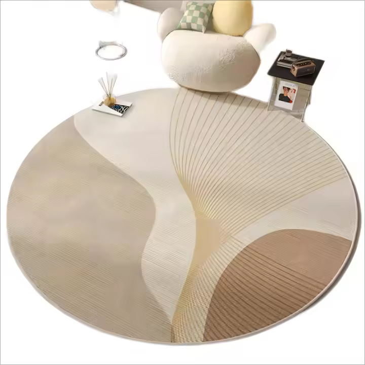 Carpetas Redondas De Cristal Estilo Japonés Para Decoración De Sala De Estar Y Dormitorio Resistentes Al Polvo Y Fácil De Lavar Alfombras Decorativas Antideslizantes - 1