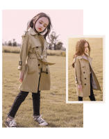Abrigo Largo Para Niñas Estilo Inglés Nueva Moda Chaqueta Windbreaker Para Primavera Otoño Ropa Infantil Cierre Doble Cotton Polyester - details 6