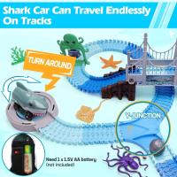 Coche De Carreras Eléctrico Para Niños Juguete DIY De Montaje Versátil Puzle De Rail Shark Monstruo Con Carruseles - details 2