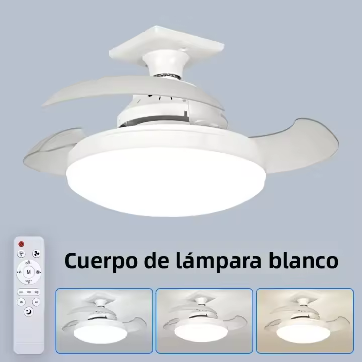 TK Ventilador De Techo LED 2 En 1 Con Control Remoto Base E27 Convertible Función Timer Dimmable Para Sala De Estar Dormitorio - 1
