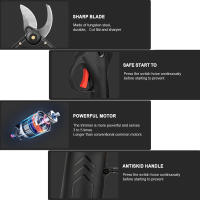 1200W 25mm Cordless Electric Pruning Shears Fruit Tree Bonsai Pruner Branches Cutter Scissors Garden Power Tool With 2pcs 21V Battery - details 3