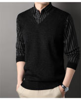 Suéter De Poliéster Para Hombre Con Cuello Polo Y Rayas Gris Oscuro Acolchado Y Cálido Para Otoño E Invierno Moda Coreana - details 9