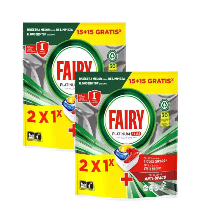 Lavavajillas Platinum Plus Fairy 60 caps.(2x15+15U) - Producto de Varios en capsulas para Lavavajillas - 1