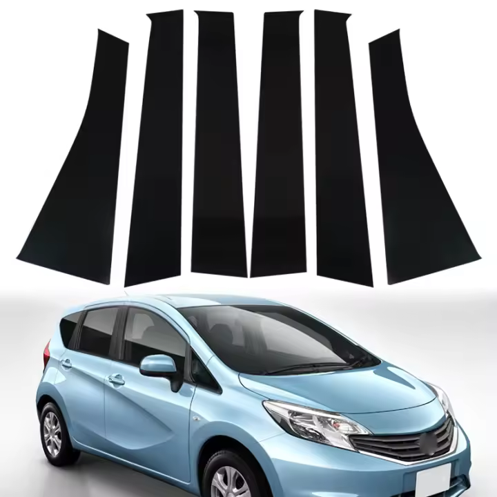 Juego De Postes Y Cubiertas De Ventanas Para Nissan Note 2013-2020 Accesorios De Puerta Y Estilo Cromado Negro Brillante - 1