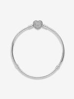 Pandora - Pulsera Moments con corazón brillante y cadena de serpiente - Plata de ley - details 1