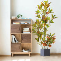 Planta Artificial De Ficus Tropical Grande 30-120cm Hojas De Caoba Para Decoración De Jardín Y Hogar Material Plástico - details 6
