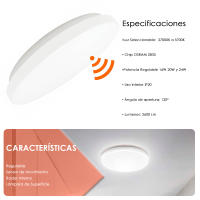 Plafón LED Circular - OSRAM CHIP - Sensor de Movimiento - 24-20-16W - CHIP OSRAM - Luz Seleccionable  2700K + CCT - details 1