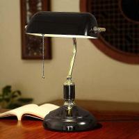 Lámpara de mesa retro, lámpara tradicional del banquero con el interruptor del neumático, lámpara de escritorio antigua de la biblioteca, pantalla de cristal negra, lámpara de la cabecera para Bedroomlig - details 2